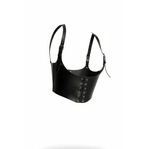 Omuzdan Ask�l� Deri Korse Kemer, Siyah Kad�n Deri Kemer - APFT1428