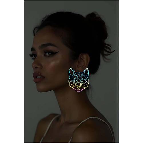Rainbow Reflektrl Soyut Kedi Yz Kpe, k Lazer Kesim Kpe - APBJ017
