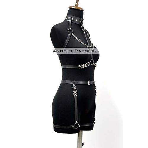 Fantazi  Giyim Zincirli Erotik Harness Takm - APFT1081