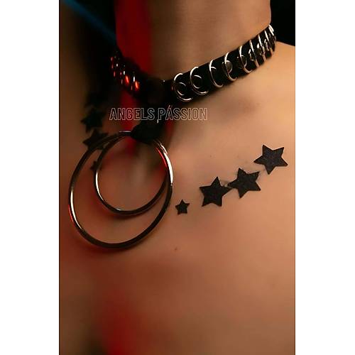 k Elastik Choker - Halka Detayl Lastik Kolye - k Lastik Choker Harness - APFT576