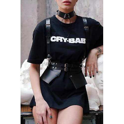 Elbise ve T-Shirt zeri Deri k Kemer ve Choker Takm - APFT622