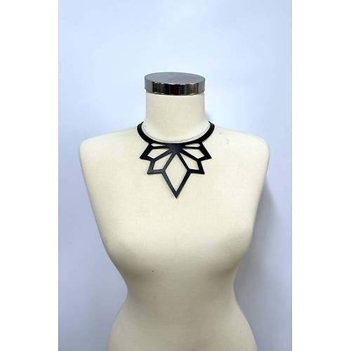 Lazer Kesim k Deri Choker, Deri Kolye - APFT1416