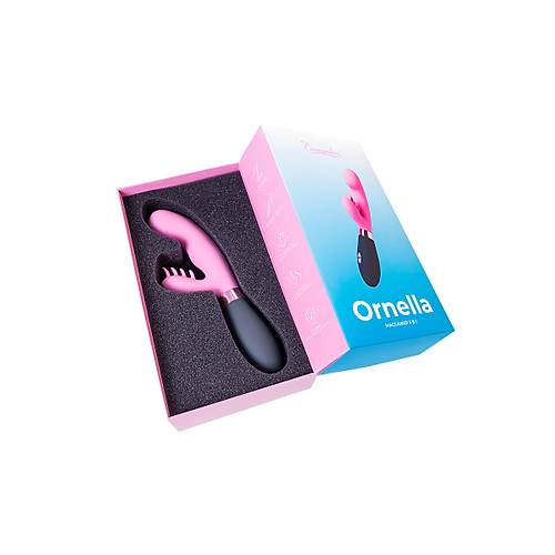 Eromantica Ornella'da 3' 1 arada masaj aleti, pembe, silikon, 21,5 cm