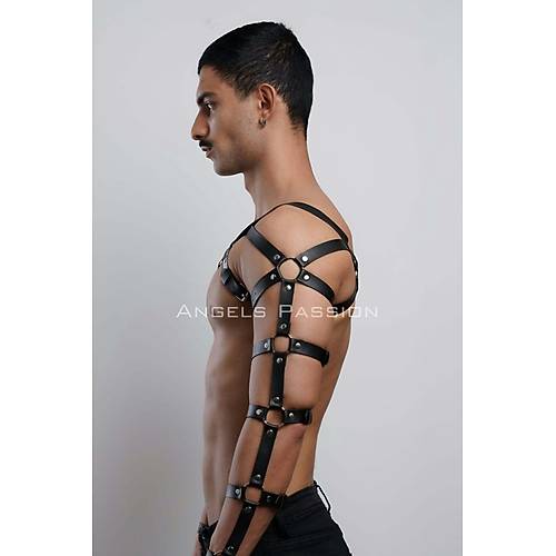Erkek Deri Kol ve Gs Harness, Deri Fantazi Giyim - APFTM166