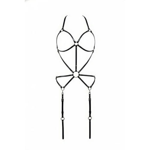 Siyah Body Harness Metal Halka Detayl� Ayarlanabilir V�cut Kemeri - APFT196