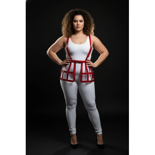 B�y�k Beden K�rm�z� Deri Etek Harness Detayl� Fantazi V�cut Aksesuar� - APFT983