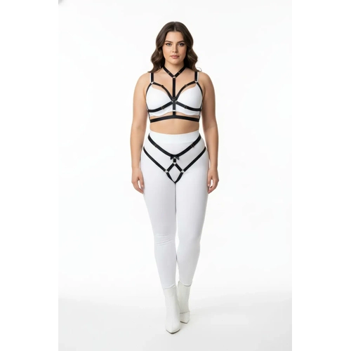 B�y�k Beden Siyah Kad�n Lastik Harness Tak�m Halka Detayl� - APFT362