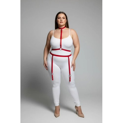 B�y�k Beden K�rm�z� Kad�n Jartiyer Harness Deri V�cut Aksesuar� - APFT230