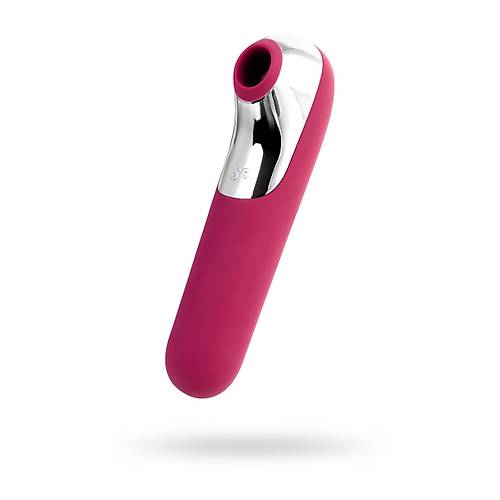 Satisfyer Dual Love Pink Vakum Klitoral Uyarc Vibratr, Silikon, Krmz, 16 cm