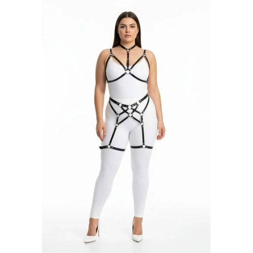B�y�k Beden Siyah Kad�n Harness Tak�m Full Body Halka Detayl� V�cut Aksesuar� - APFT507