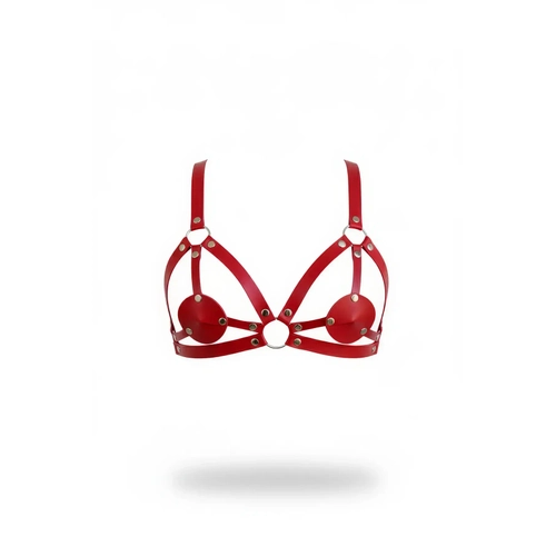 K�rm�z� G���s Harness Deri Metal Halka Detayl� - APFT112
