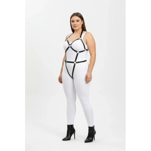B�y�k Beden Siyah Kad�n Full Body Deri Harness Tak�m Halka Detayl� Fantazi Aksesuar - APFT759