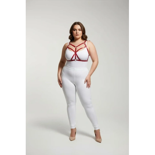 B�y�k Beden K�rm�z� Kad�n Deri Harness Tak�m �apraz Ask�l� Estetik V�cut Aksesuar� - APFT247