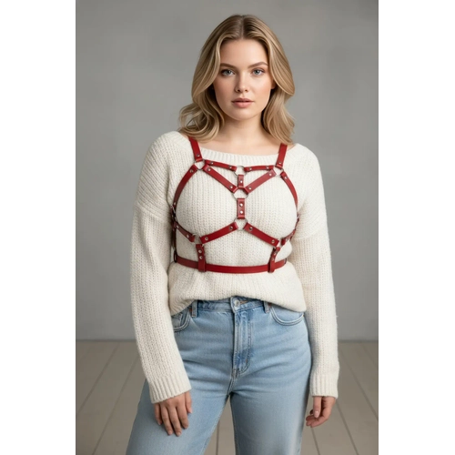 B�y�k Beden K�rm�z� Kad�n Kemer Harness �zel Tasar�m V�cut Aksesuar� - APFT580