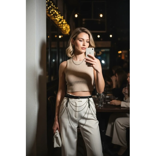 Siyah Kad�n Kemer �ok Katl� Zincir Detayl� Bel Aksesuar� - APFT921