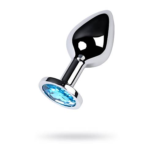 Metal by TOYFA Anal Plug, Metal, gm, mavi kristalli, 8 cm,  3,4 cm, 85 g