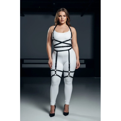 B�y�k Beden Siyah Kad�n Deri Jartiyer Harness V�cudu Saran ��k Kombin Aksesuar� - APFT274