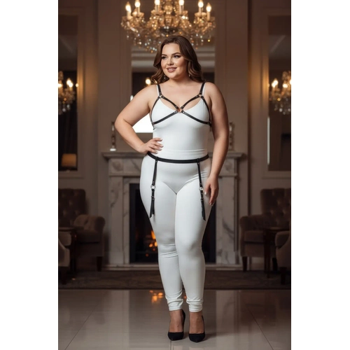 B�y�k Beden Siyah Kad�n Deri Jartiyer Harness Fantazi V�cut Aksesuar� - APFT228