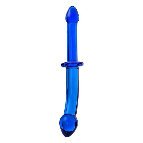 ift tarafl yapay penis Sexus Glass, cam, mavi, 25 cm