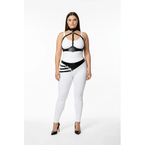 B�y�k Beden Siyah Kad�n Deri Harness Tak�m V�cut Kemeri Detayl� Fantazi Aksesuar - APFT1139