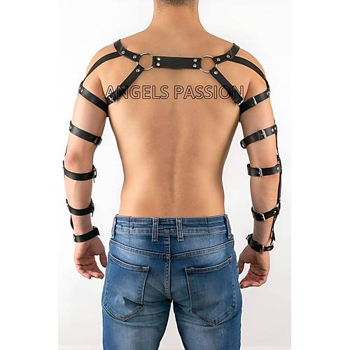 Erkek Fantazi Giyim Deri Kol ve Gs Harness - APFTM5