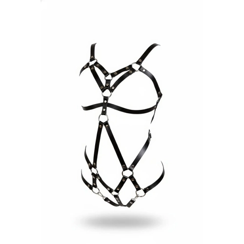 Siyah Body Harness Deri O Halka Detayl� Tam V�cut - APFT716