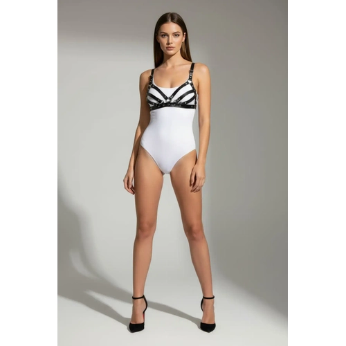 Siyah G���s Harness Deri �oklu Bantl� Z�mba Detayl� - APFT733