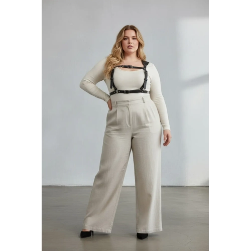 B�y�k Beden Siyah Kad�n Kemer Korse Stil Deri V�cut Aksesuar� - APFT1269