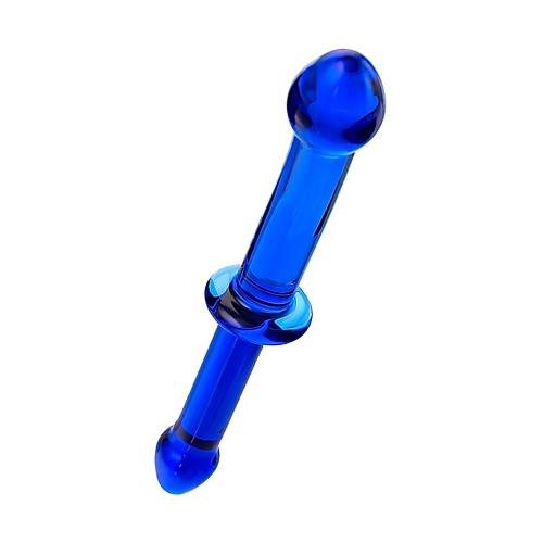 ift tarafl yapay penis Sexus Glass, cam, mavi, 25 cm