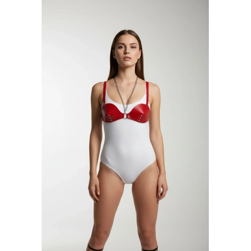 K�rm�z� G���s Harness Parlak Deri Zincir Detayl� Aksesuar - APFT1380