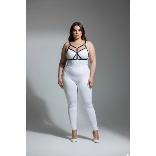 B�y�k Beden Siyah Kad�n Deri Harness Tak�m Fantezi Giyim Halka Detayl� - APFT265