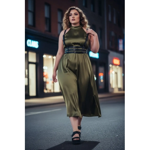 B�y�k Beden Siyah Kad�n Kemer �� Bantl� Korse Tarz� Deri Harness - APFT178