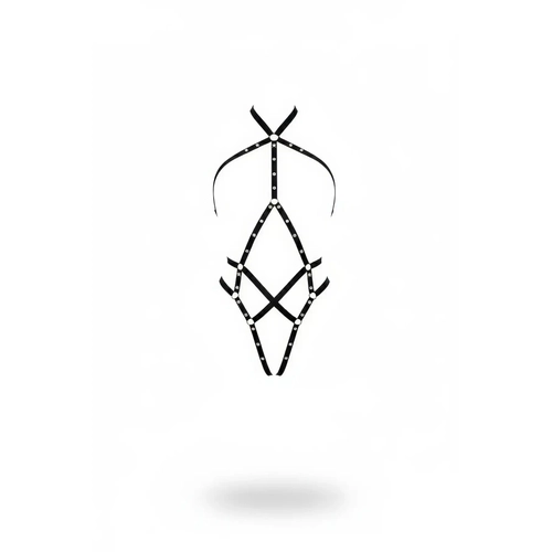 Siyah Body Harness Metal Halka Detayl� V�cut Aksesuar� - APFT295