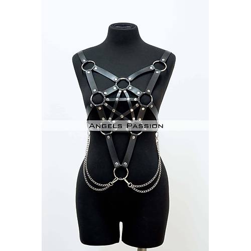 Zincir Detayl k Deri Gs Harness, Bstiyer Harness, Deri Gs Harness- APFT1399