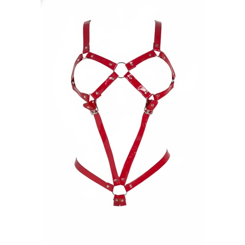 K�rm�z� Body Harness Parlak Suni Deri Ayarlanabilir - APFT312