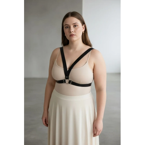 B�y�k Beden Siyah Kad�n Kemer Deri Harness Stil Kombin Tamamlay�c� - APFT633