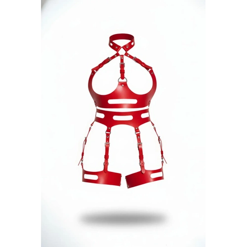 K�rm�z� Jartiyer Harness Deri Ayarlanabilir Tokal� V�cut Kemerleri - APFT1302