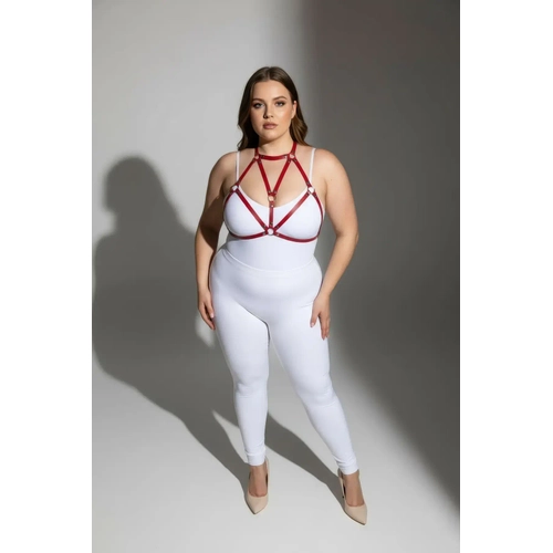 B�y�k Beden K�rm�z� Kad�n Deri Harness Tak�m Halka Detayl� ��k V�cut Aksesuar� - APFT244