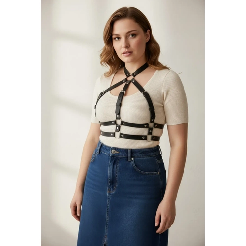 B�y�k Beden Siyah Kad�n Kemer Ayarlanabilir Deri Harness V�cut Aksesuar� - APFT218