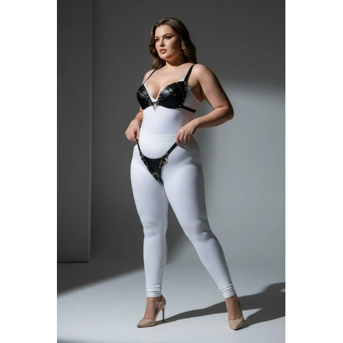 B�y�k Beden Siyah Kad�n Harness Tak�m Deri G�r�n�ml� Halka Detayl� Fantezi Aksesuar - APFT1391
