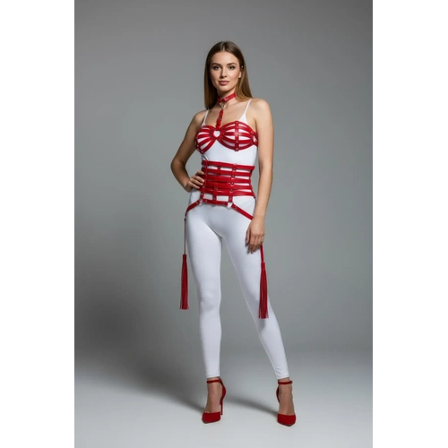 K�rm�z� Harness Tak�m Deri Korse Detayl� - APFT378