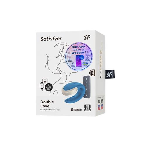 Satisfyer Double Love Connect App Blue iftler in Mini Vibratt, silikon, mavi, 18 cm