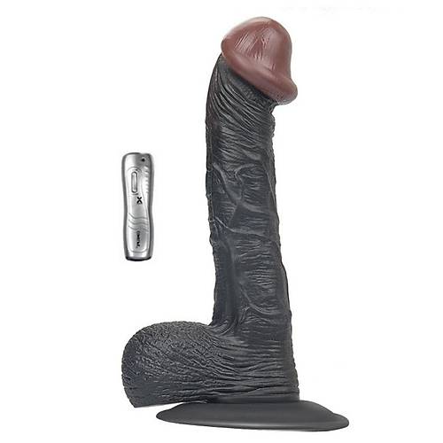 Tam Realistik 19.5 CM Titre�imli Siyah Zenci Yapay Penis Vibrat�r