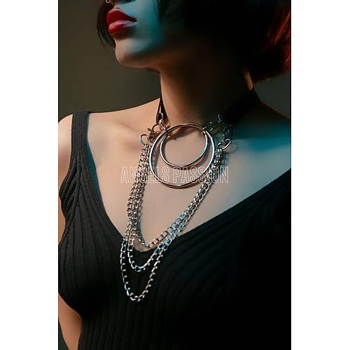 Harness Kolye, k Lastik Choker Harness, Halka Detayl Tasma - APFT592