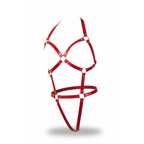 K�rm�z� Body Harness Deri Metal Halka Detayl� - APFT759