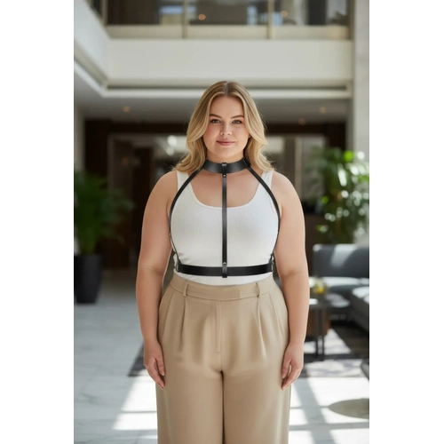 B�y�k Beden Siyah Kad�n Kemer Ayarlanabilir Deri V�cut Harness Aksesuar� - APFT653