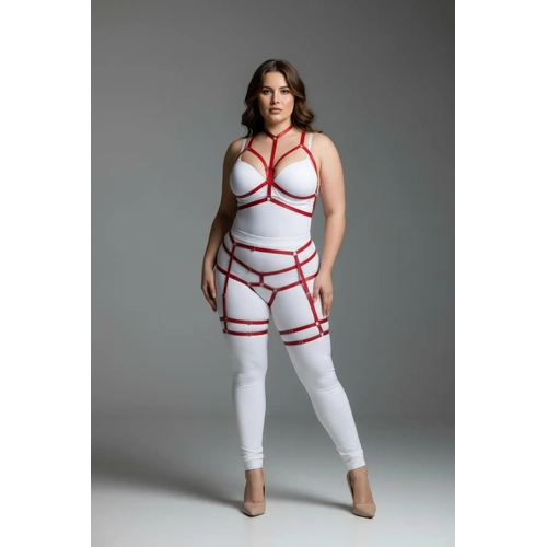 B�y�k Beden K�rm�z� Kad�n Jartiyer Harness V�cudu Saran Fantazi Deri Aksesuar - APFT142