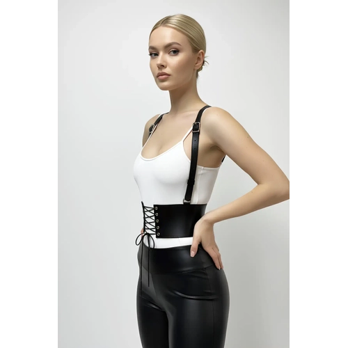 Siyah Kad�n Kemer Ba�c�kl� Kal�n Korse Bel Aksesuar� - APFT822