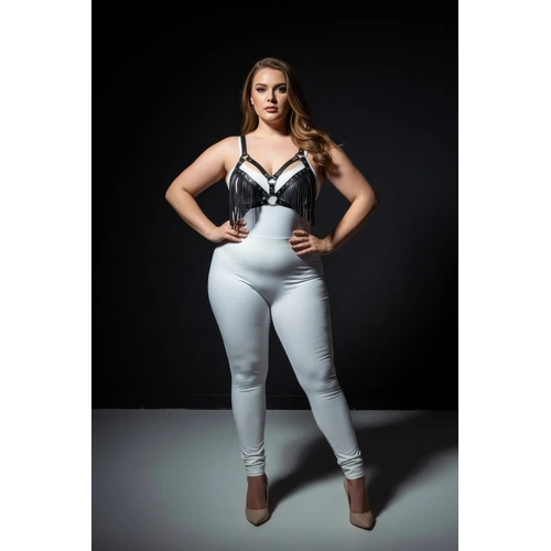 B�y�k Beden Siyah Kad�n Harness Tak�m P�sk�l Detayl� Deri S�tyen Aksesuar� - APFT418