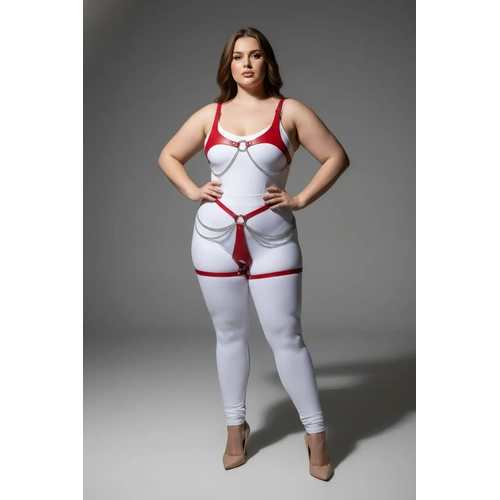 B�y�k Beden K�rm�z� Kad�n Deri Harness Tak�m Zincir Detayl� V�cut Aksesuar� - APFT1384